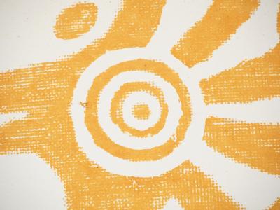 Lithographie à motif Précolombien : Oiseau du soleil 2