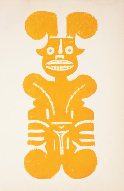 Lithographie à motif Précolombien : Totem à grandes oreilles 2