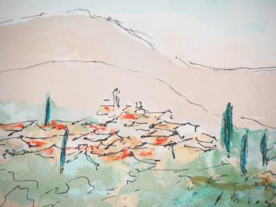 Urbain HUCHET : Provence, Champs de lavande - Lithographie originale signée 2