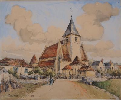 Frank WILL : Druyes, L’Eglise Romane - Aquarelle originale, signée 2