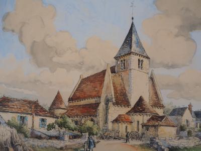 Frank WILL : Druyes, L’Eglise Romane - Aquarelle originale, signée 2