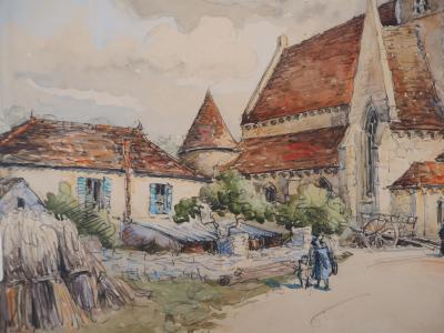 Frank WILL : Druyes, L’Eglise Romane - Aquarelle originale, signée 2