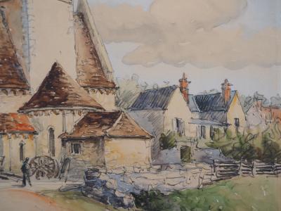 Frank WILL : Druyes, L’Eglise Romane - Aquarelle originale, signée 2