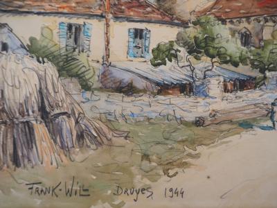 Frank WILL : Druyes, L’Eglise Romane - Aquarelle originale, signée 2