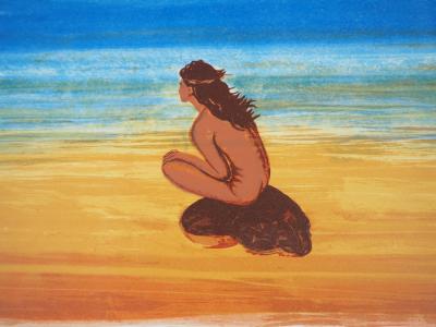 Fred ZELLER : Une plage abandonnée - Lithographie originale signée 2