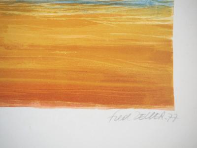 Fred ZELLER : Une plage abandonnée - Lithographie originale signée 2