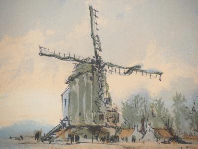 Aimé Daniel STEINLEN : Fauconnier près du moulin - Lithographie originale signée 2