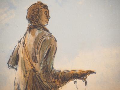 Aimé Daniel STEINLEN : Fauconnier près du moulin - Lithographie originale signée 2