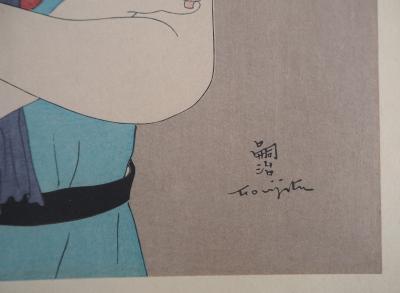 Léonard Tsuguharu FOUJITA : Fillette à la poupée, Gravure originale signée 2
