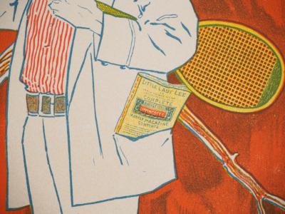 William CARQUEVILLE - Tennisman élégant - Lithographie originale signée, 1897 2