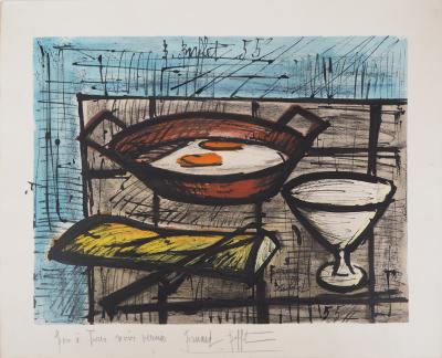 Bernard BUFFET : Nature morte aux oeufs - Lithographie, Signée au crayon - Epreuve unique 2