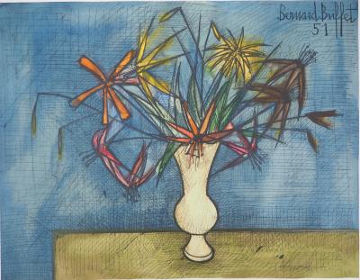 Bernard BUFFET : Bouquet de fleurs - Lithographie, Signée au crayon - Epreuve unique 2