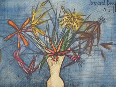 Bernard BUFFET : Bouquet de fleurs - Lithographie, Signée au crayon - Epreuve unique 2