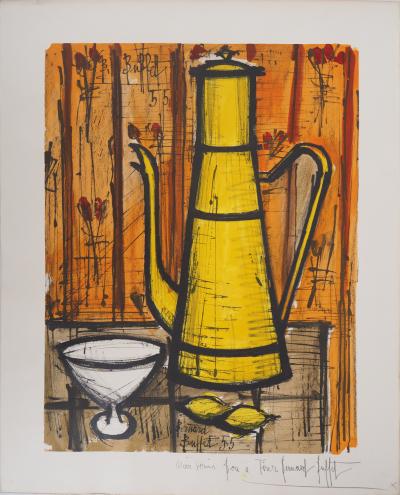 Bernard BUFFET : La cafetière jaune - Lithographie, Signée au crayon - Epreuve unique 2