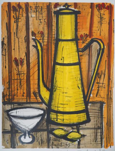 Bernard BUFFET : La cafetière jaune - Lithographie, Signée au crayon - Epreuve unique 2