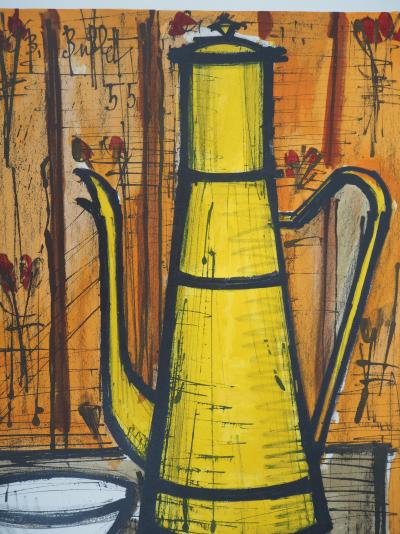 Bernard BUFFET : La cafetière jaune - Lithographie, Signée au crayon - Epreuve unique 2