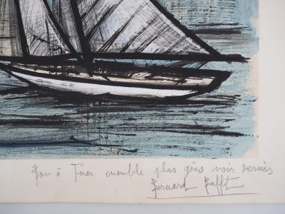 Bernard BUFFET : Le voilier - Lithographie, Signée au crayon - Epreuve unique 2