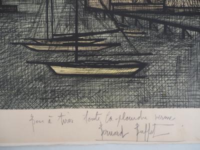 Bernard BUFFET : Le Port de la Rochelle - Lithographie, Signée au crayon - Epreuve unique 2