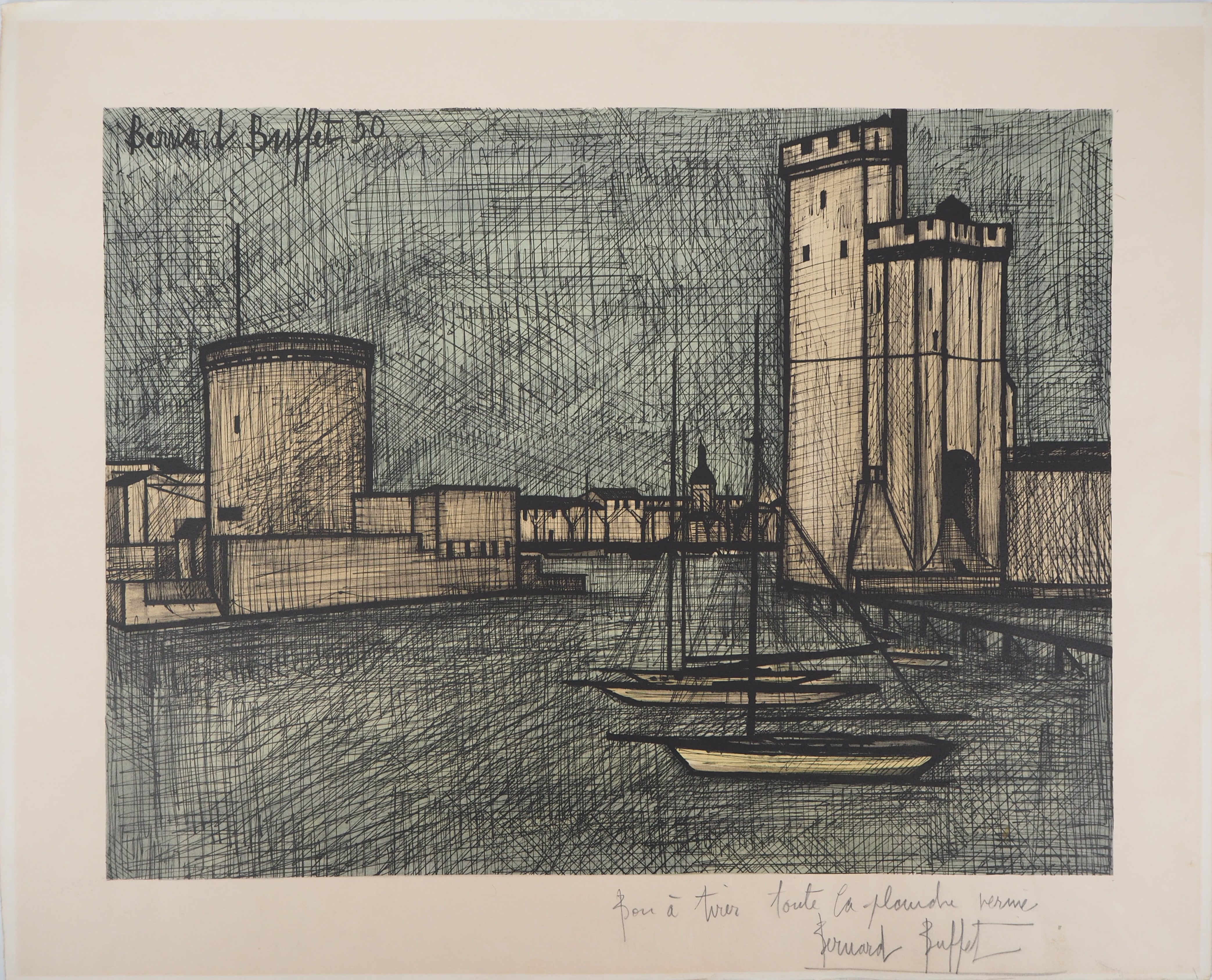 Bernard BUFFET : Le Port de la Rochelle - Lithographie