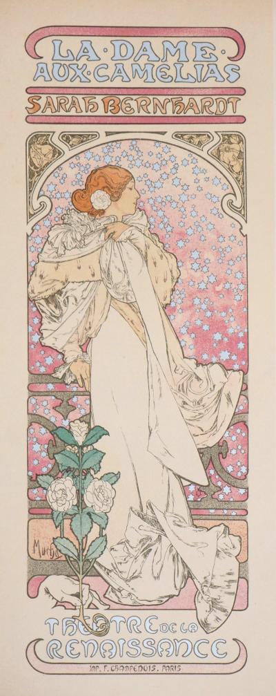 Alfons MUCHA : La Dame aux camélias (Sarah Bernhardt), 1897 - Lithographie signée 2