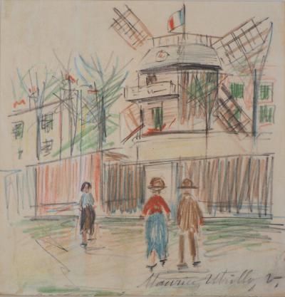 Maurice UTRILLO - Le Moulin de la Galette - Dessin original signé 2