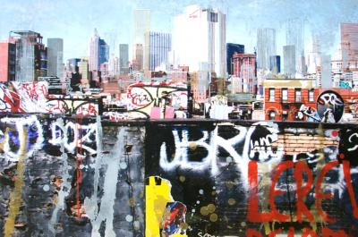 Gottfried Salzmann, New York, le Rêve, 2014, Gravure originale sur fond photo signée 2