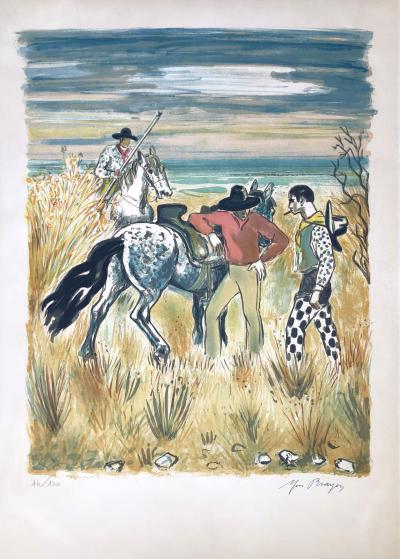 Yves BRAYER - Horses in the countryside, 1972 - Handsigned lithograph 2
