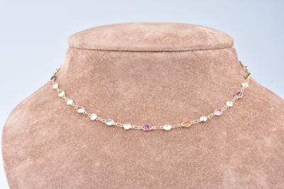 Collier multicolor en or jaune 18 carats  agrémenté de pierres multicolores 2