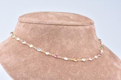 Collier multicolor en or jaune 18 carats  agrémenté de pierres multicolores 2
