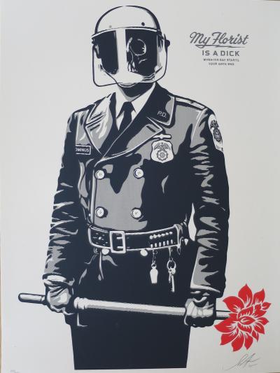 Shepard FAIREY (Obey) -  My Florist Is A Dick, 2015, Sérigraphie signée et numérotée 2