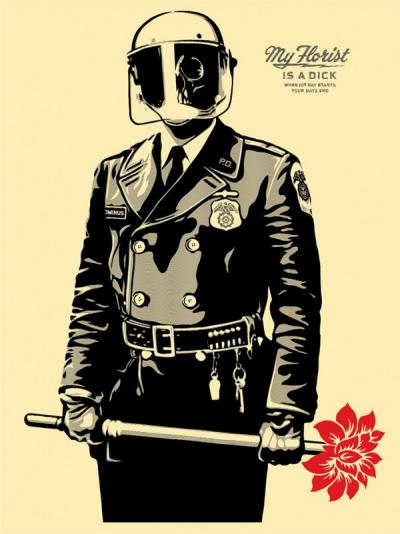 Shepard FAIREY (Obey) -  My Florist Is A Dick, 2015, Sérigraphie signée et numérotée 2