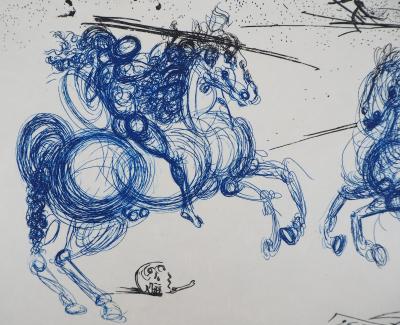 Salvador DALI - Les cavaliers bleux, Gravure originale signée 2