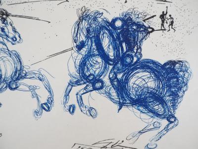 Salvador DALI - Les cavaliers bleux, Gravure originale signée 2