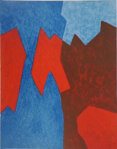 Serge Poliakoff : Composition bleue et rouge - Lithographie originale, 1968 2