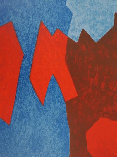 Serge Poliakoff : Composition bleue et rouge - Lithographie originale, 1968 2