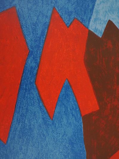 Serge Poliakoff : Composition bleue et rouge - Lithographie originale, 1968 2