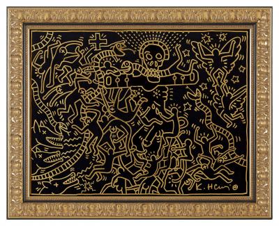 Keith HARING -  Dessin original au feutre et or, circa 1985/87 2