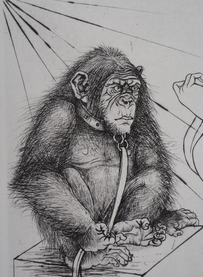 Pierre-Yves TRÉMOIS : Le singe et la femme nue - Gravure originale signée au crayon 2