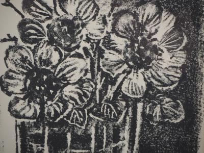 Pablo PICASSO : Fleurs dans un vase - Lithographie originale Signée, 1950 2