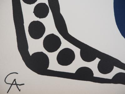 Alexander CALDER : Composition au ballon rouget et bleu, Lithographie originale signée 2