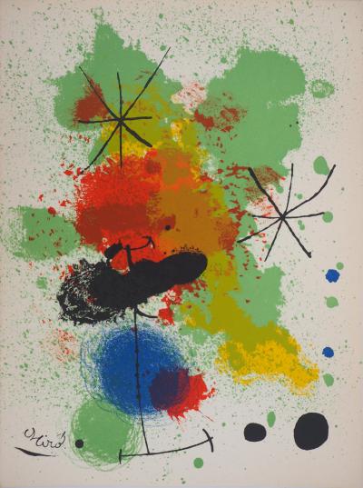 Joan MIRO : Composition aux étoiles, Lithographie, signée 2