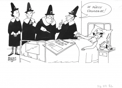 Jacques FAIZANT - Mitterrand et Marianne - Dessin original signé 2