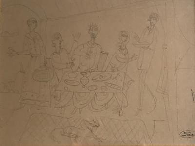 André DERAIN - Le Repas - Dessin original avec cachet 2