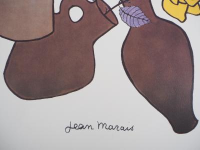 Jean MARAIS : Femme, fleurs et poteries - Lithographie Signée 2