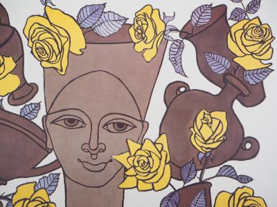 Jean MARAIS : Femme, fleurs et poteries - Lithographie Signée 2