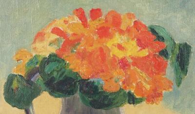 Guus VAN DONGEN : Bouquet de gerberas -  Huile sur panneau Signée 2