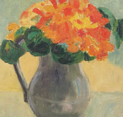 Guus VAN DONGEN : Bouquet de gerberas -  Huile sur panneau Signée 2