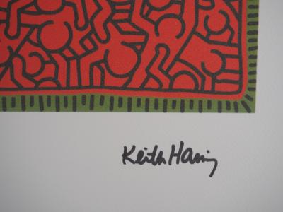 Keith HARING : La foule en rouge - Sérigraphie Signée et numérotée 2