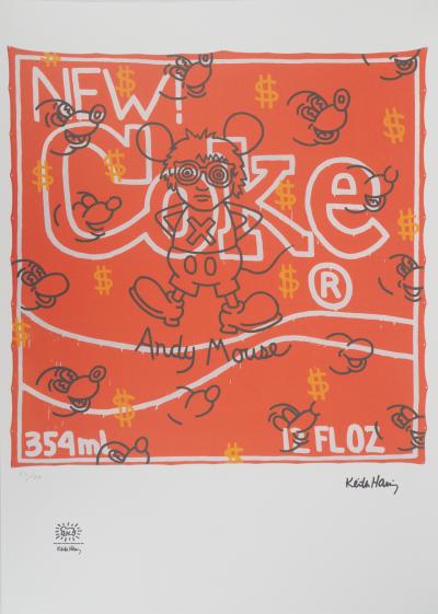 Keith HARING : Andy Mouse, coke et dollar - Sérigraphie Signée et numérotée 2