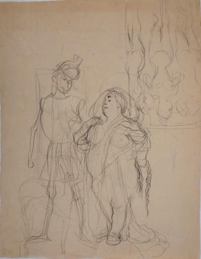 Frantisek KUPKA : Femme élégante et garde - Dessin original, c. 1906 2